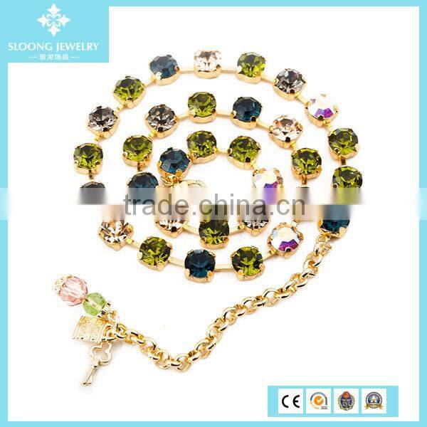 2015 Hot Sales Mix Shine Crystal Cooper Chain Necklace