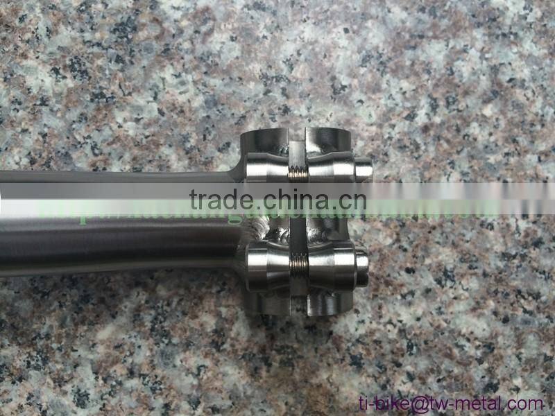 XACD made titan bending bicycle stem customized ti bike stems with hand brush finished ti bicycle stem oem cheap made in china