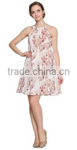 Sleeveless Ladies House Dress Digital Printed House Dress