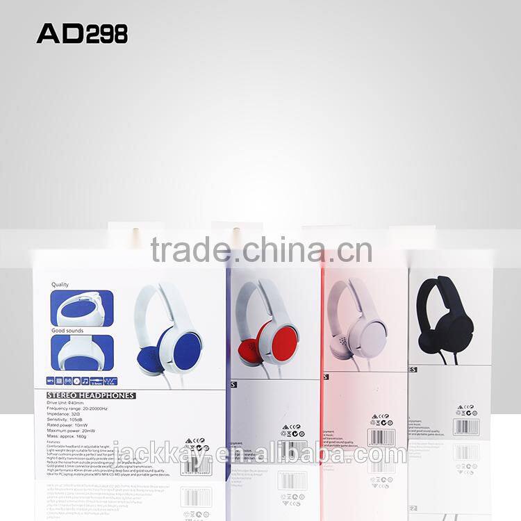 New model AD298 hot market cable wired headphone headset for PC