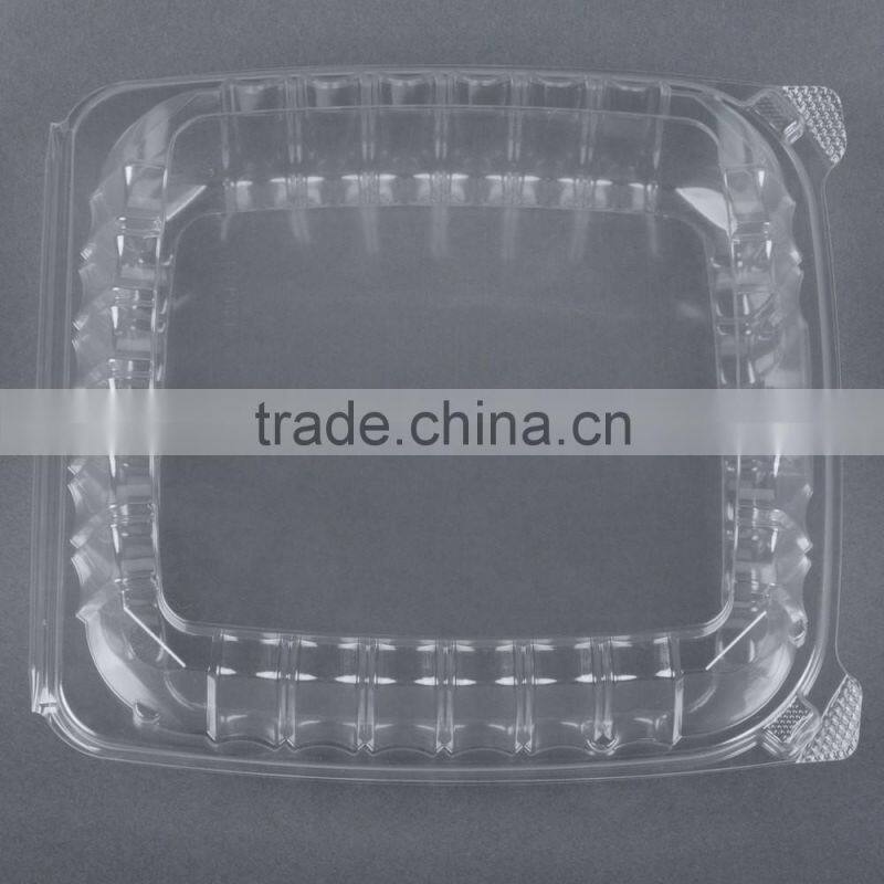 Cheap Price Clamshell Plastic Cake Container Carrier with Hinged Lid, Clear Plastic Take Out Food Packaging Box for Salad