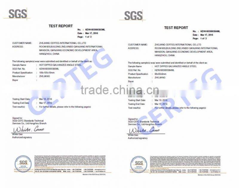 Top Quality SGS Test Hot Dipped Galvanized Iron Angle Bar