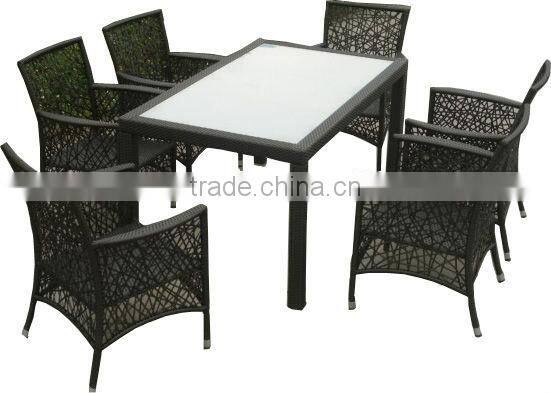 mexican outdoor wicker dining set unique weaving design with glass 2107+2107C