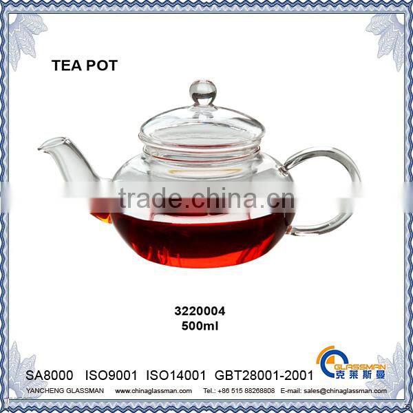 2015 New products clear borosilicate glass tea pot TP004