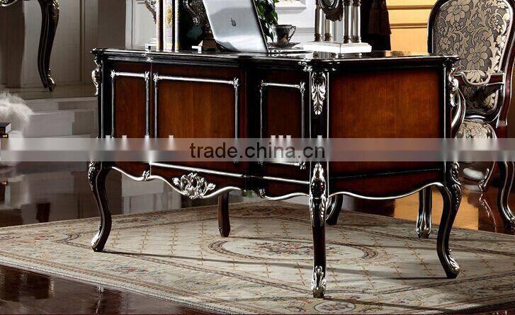 Luxury American Style Office Desk, Royal Palace Study Room Furniture, Wooden Hand Carved Writing Desk (BF01-ML016)