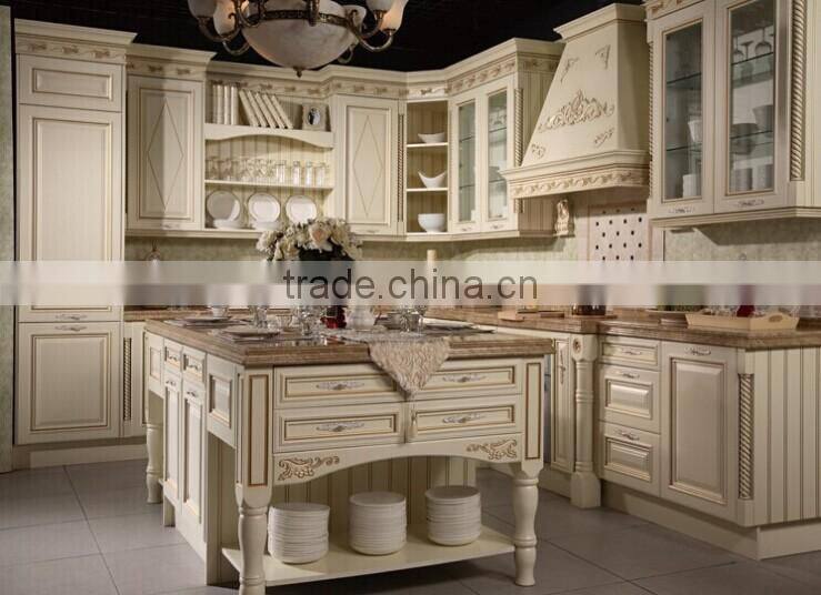 Vitoria Style Wooden Kitchen Cabinet With Drawing, Hand Carved Wooden Kitchen Furniture Set, Vintage Design Kitchen Appliance