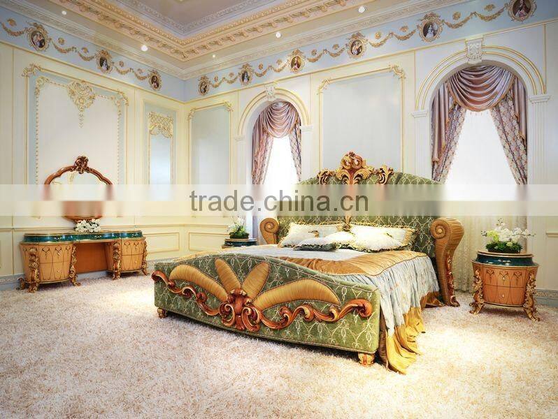 High Back Baroque Living Room & Bedroom Queen Throne King chair/ Victorian Style Elegant White Fabric Armchair With Golden Frame