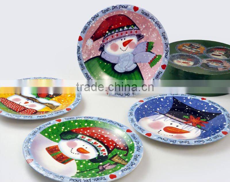 set of 4pcs 10.5"porcelain dinner plate with decal printing for Christmas