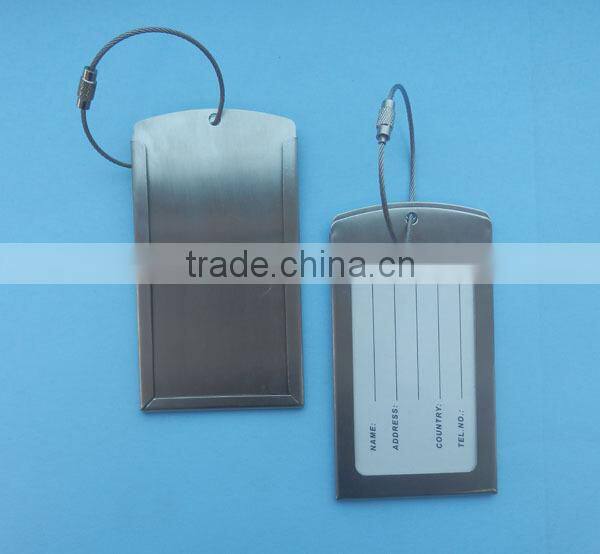 Aluminum metal luggage tag with metal ring