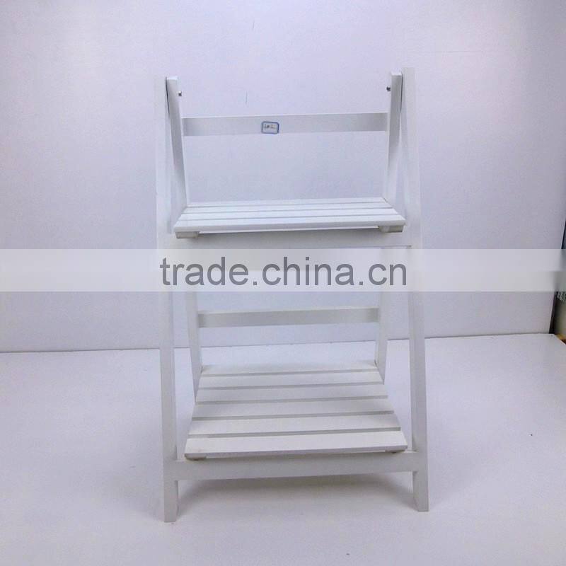 Folding portable light high quality wood garden flower display shelf