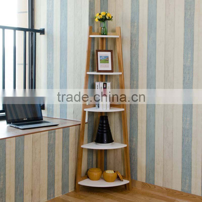 White panel modern bamboo corner shelf for display