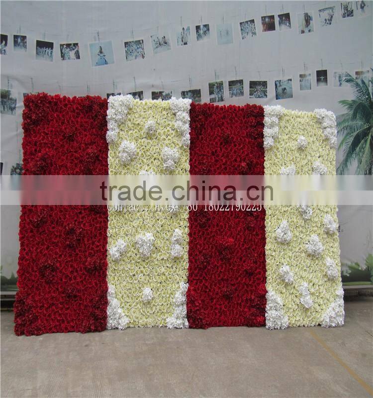 SJ0060051 2017 Hot sale silk and plastic flower wall indoor for weeding decoration