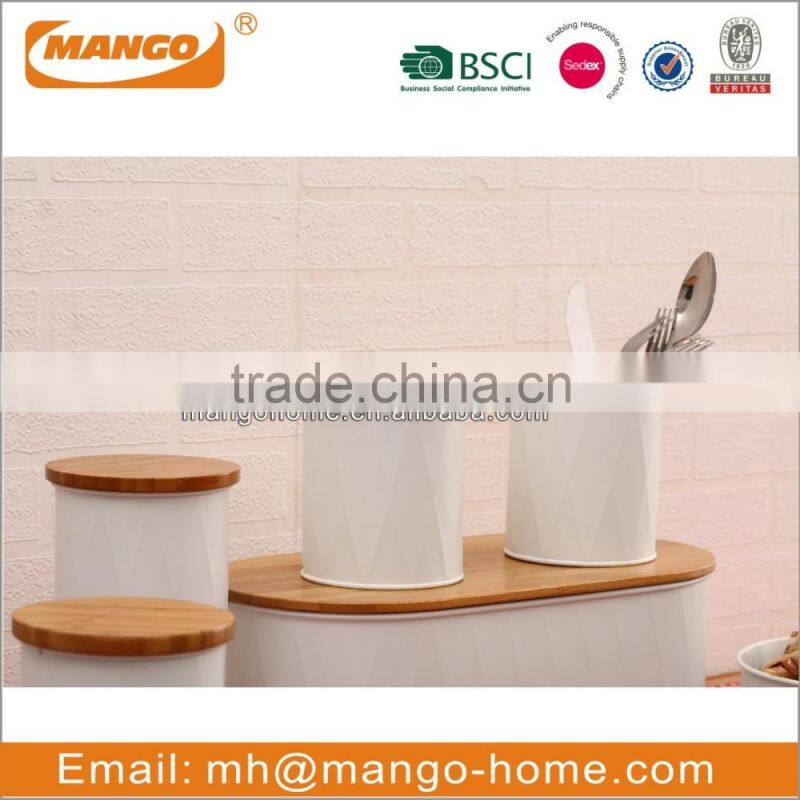 Powder coating tea sugar coffee canisters with wooden lid