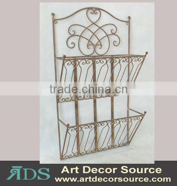 rustic metal wire wall mounted book rack