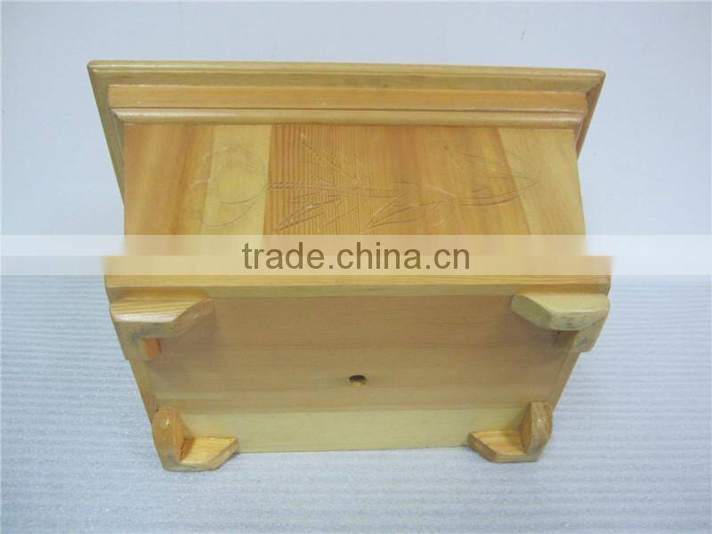 Carving peony decor four feet at the bottom wood flowerpot