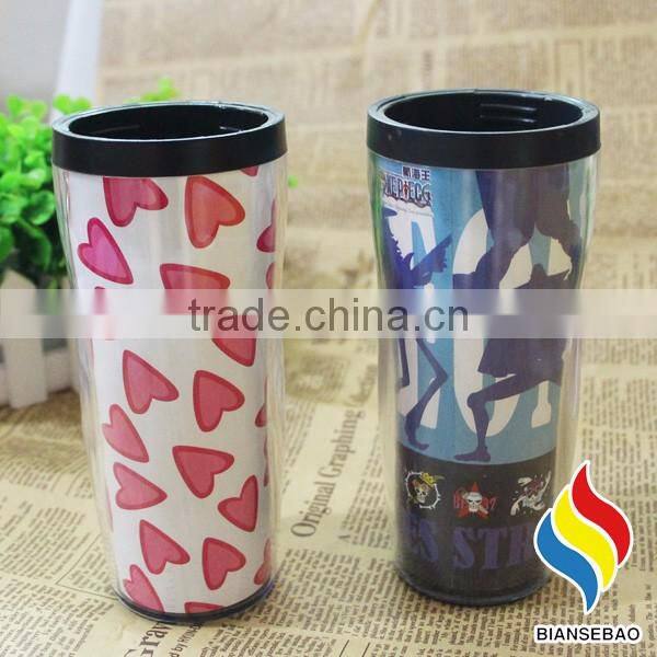 with sealed DIY paper insert Promotion Plastic Coffee Travel Mug