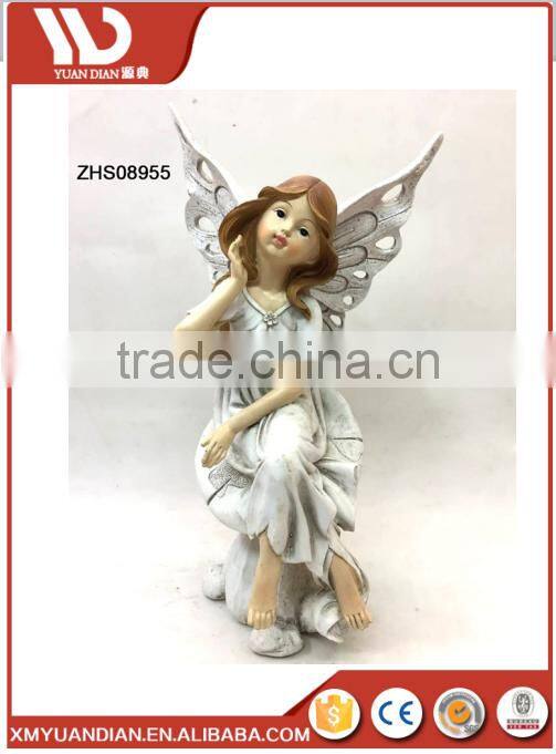 new mini popular art garden decor wholesale polyresin fairy angel butterfly wings costume figurines with planter flower pot