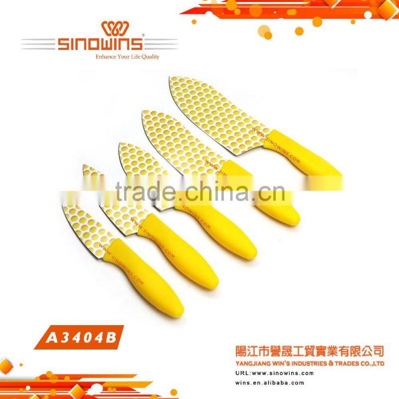 A3404-5 Super Quality Stainless Steel Kitchen Knife Set with Non-stick Coating