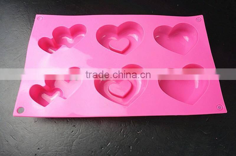 10115 6 pcs hearts Shape Silicone Cake Mold