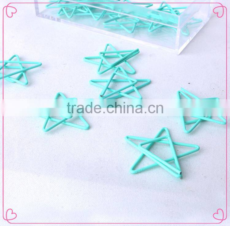 Creative ligh blue color star shape paper clip in transparent box 12pcs/box