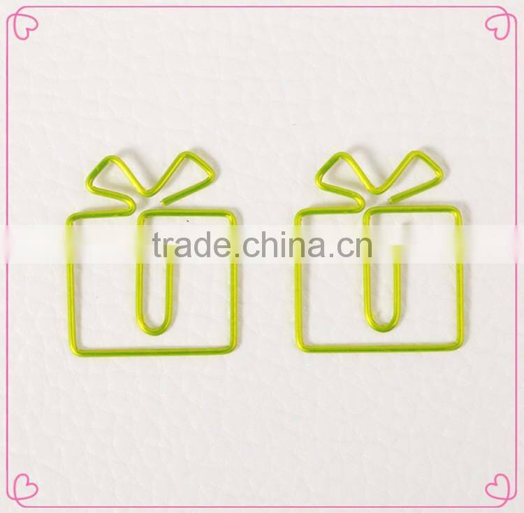 Facoty supply christmas gift box shape metal paper clips