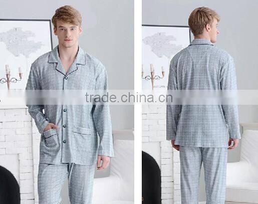 100% cotton kintted fabric men sleepwear sets man nightclothes homewear pajama sleepwear