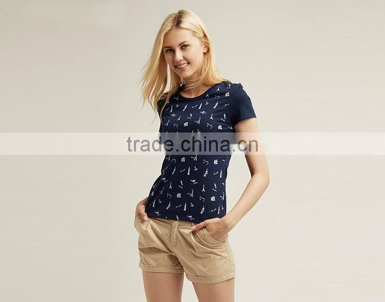 2017 new collection custom fashion t-shirt summer woman sports printing cotton t-shirt