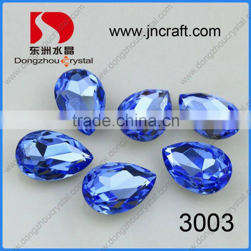 DZ-3003 Teardrop Clear 18x25mm Crystal Metal Setting Sew On Rhinestones