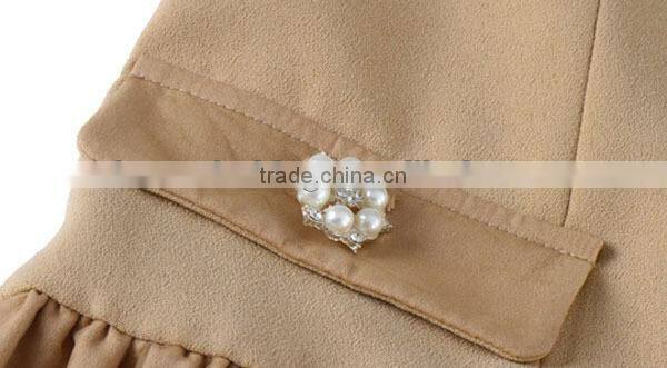 Popular Girl New Stylish close-fitting ladies' fashion coat dress with laced skirt and horse-hoof collar