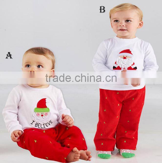 Hot sale new fashion 2 pcs Christmas clothes set for baby