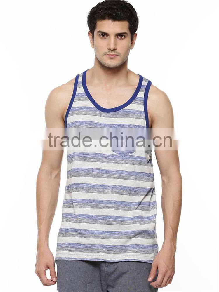 Mens slub striped in bulk vests with pocket wholesale