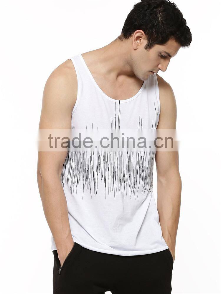 Fashion pulse print vest wholesale sleeveless hoodie stringer vest