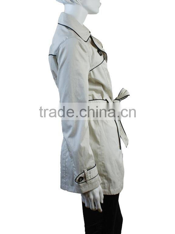 High Quality Fashion ladies office coat 2014 custom made jacket white trench lady