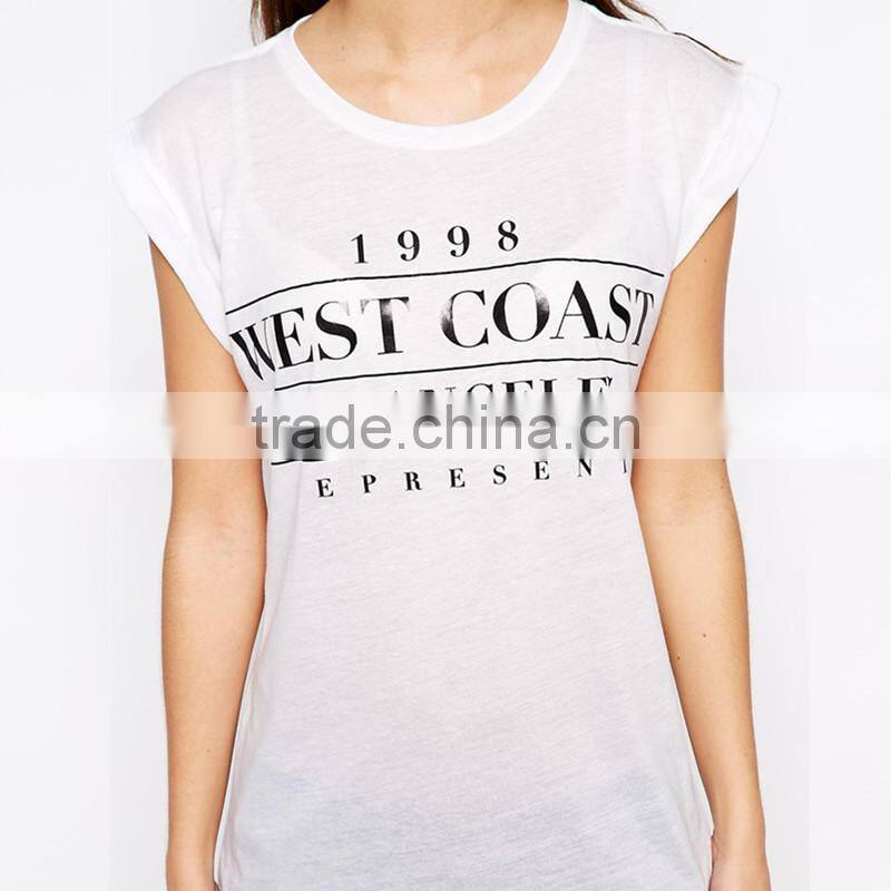 Dongguan Hot sale cheap ladies short sleeves print 100%cotton T-shirt