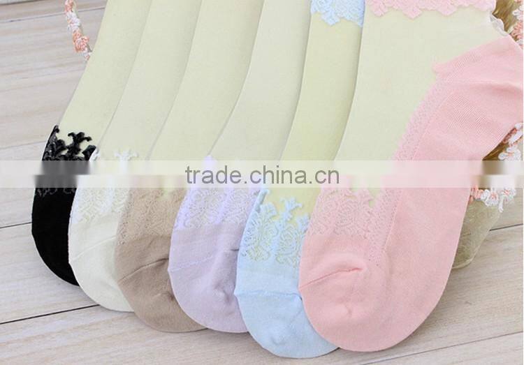 Hot sales Colorful Ultrathin Transparent Beautiful Crystal Lace Elastic Short Women Socks Calcetines Pink Sock for Womens meias