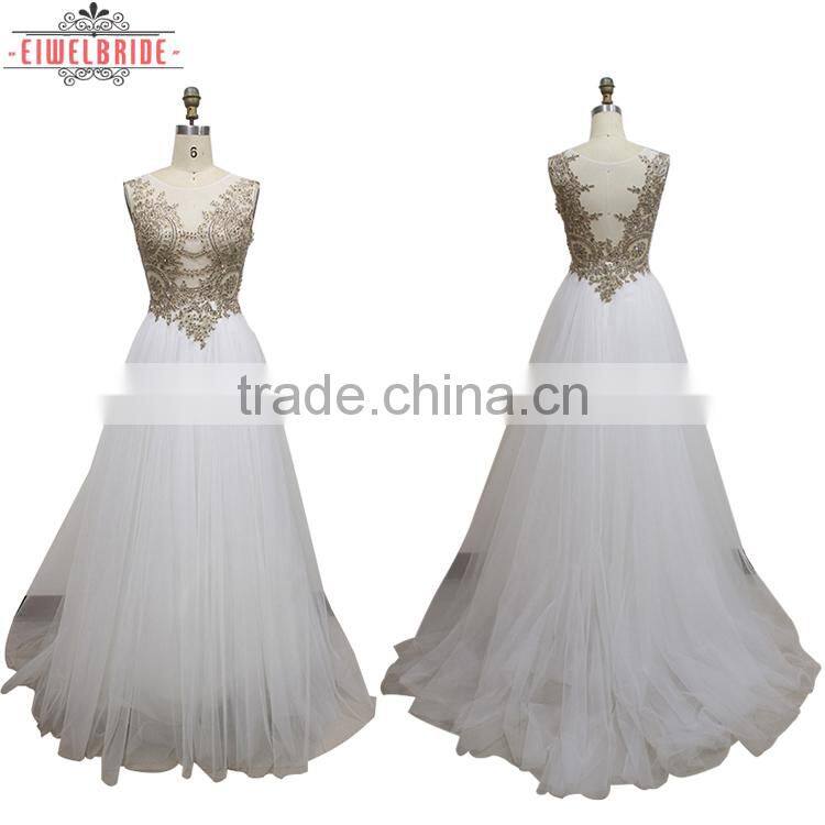 OEM Long Floor-length White A line Wedding Dress