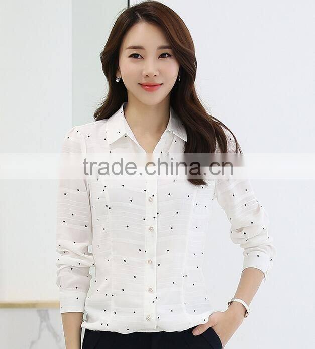 custom wholesale ladies blouse patterns women cotton formal business blouse with dot
