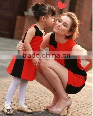 Latest Red Elegant Slimming Matching Family Dresses