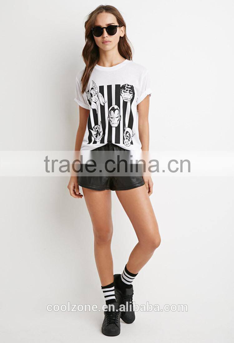 Women short sleeve super-soft knit graphic print t-shirt,wholesale custom t shirts