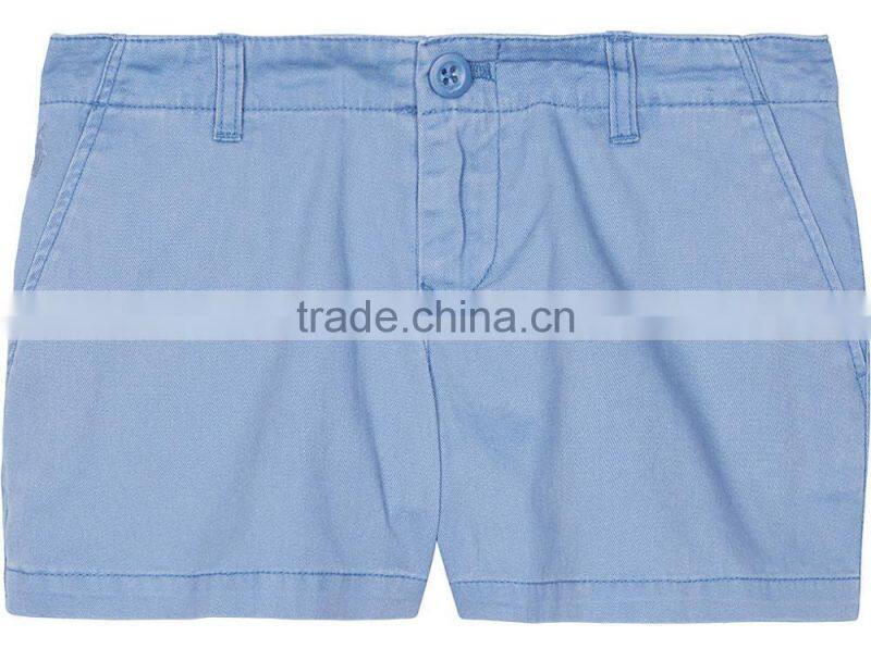 High Quality Solid Colored Belt Loop Boys Denim Shorts Made of Twill