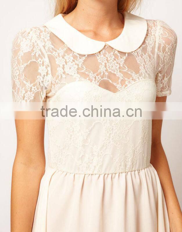 Lace Shirt Dress With Peterpan Collar