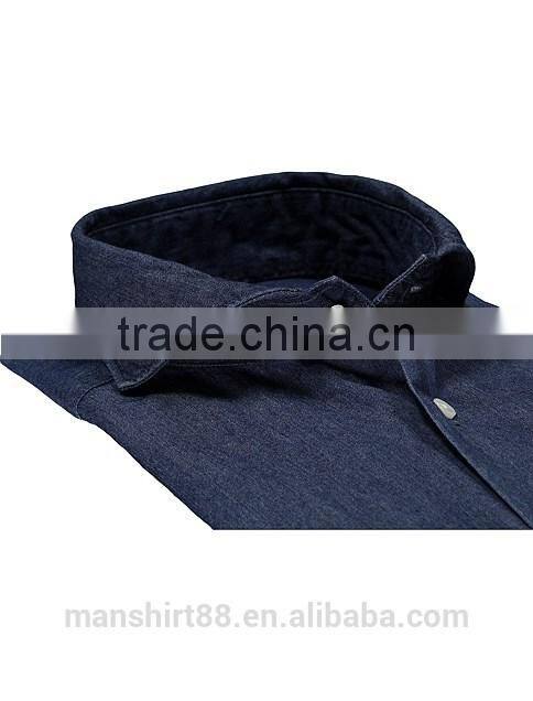 2017 extremely cut away collar man washed denim shirt