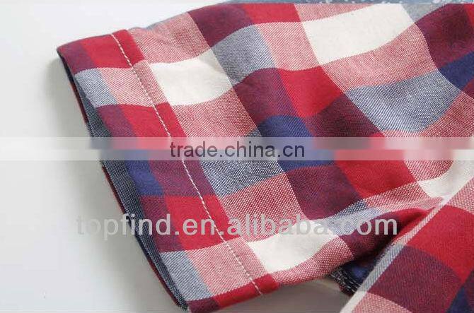 100% cotton fashion latest casual plaid style Short Sleeve Shirt for Men