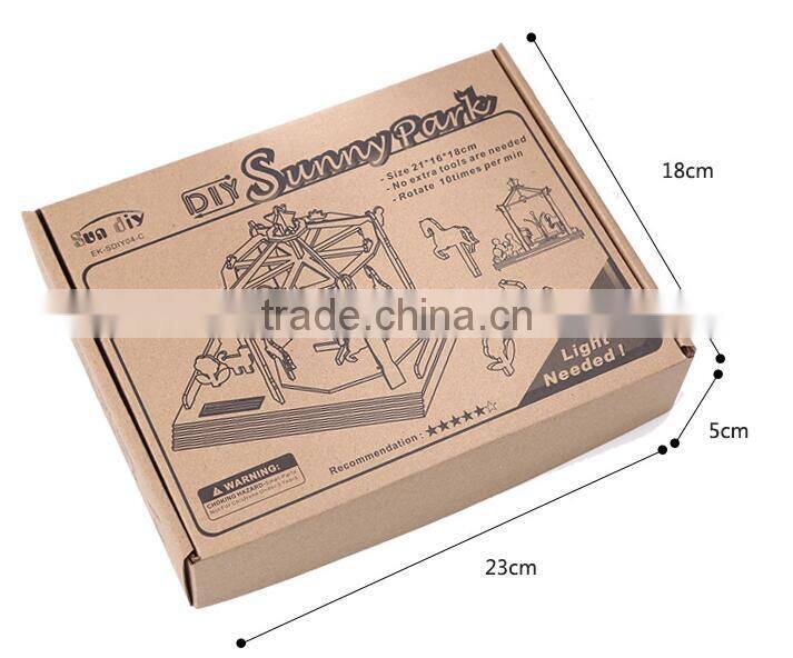 wooden children DIY puzzle toy handmade building block model educational diy solar puzzle toy for kids