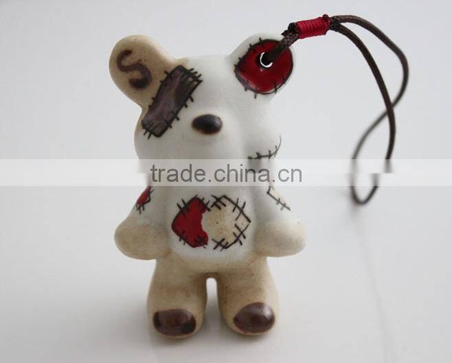 'Patch Bear' Promotion Gifts for Decorations Accessory,China Novelty Ceramic Mobile Charms,Promotional Mobile Phone Pendant