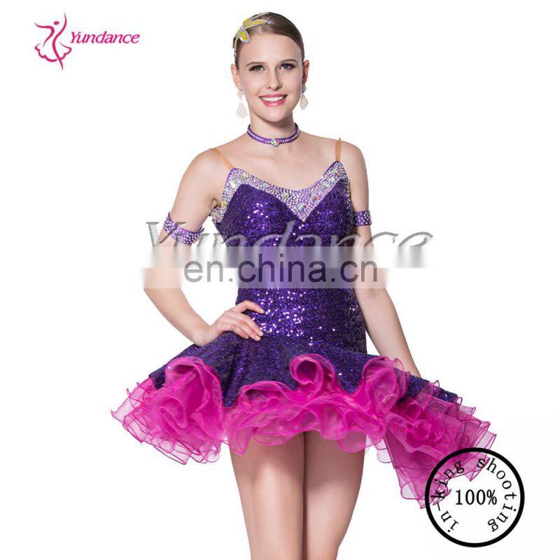 Kids Glitter Yundance Bling Bling Latin Dance Dresses 2016 L-14124