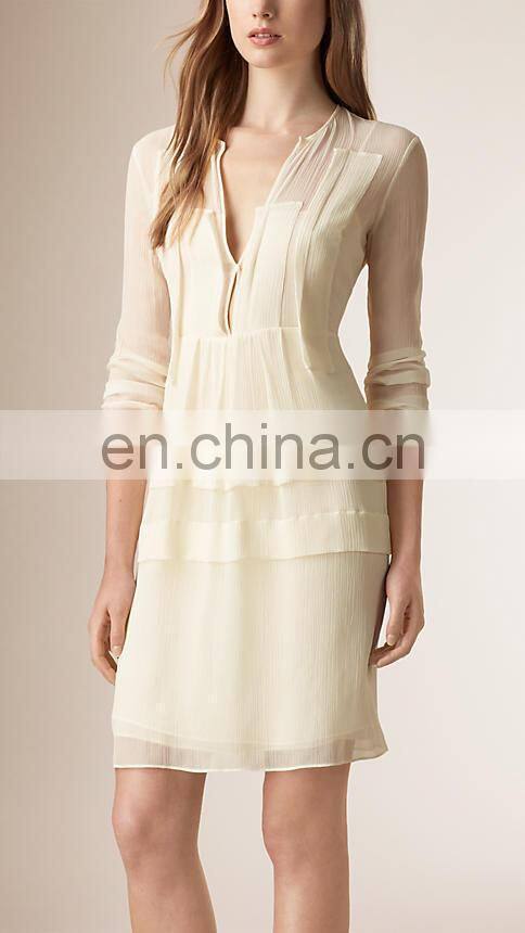 2016 Spring Design New In! Sexy V Neck Long Sleeve Korean Chiffon 40S Dress for Women NT6558