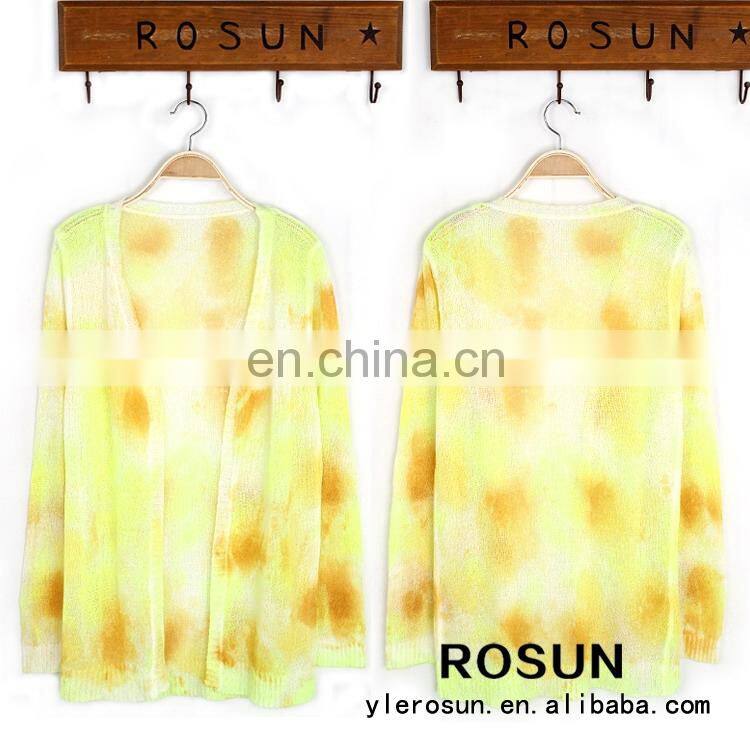 New arrival 2015 woman bright color button less cardigan latest sweater designs