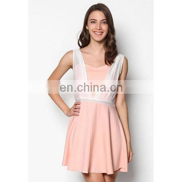 OEM 2016 women casual dress fashion sleeveless layered lace dress