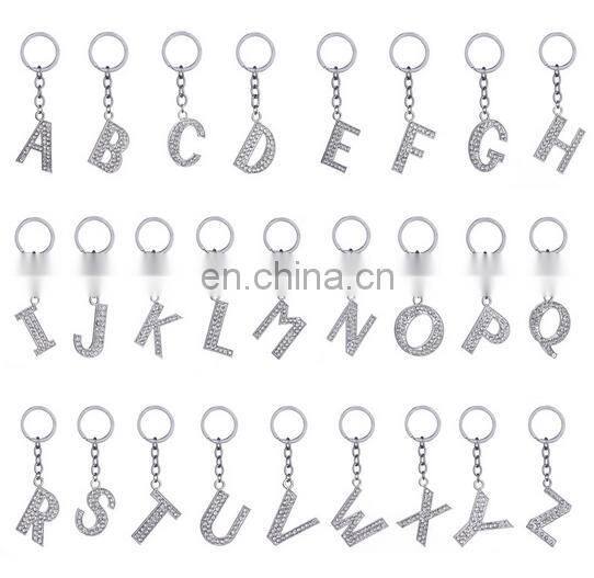 26 Letter Available Alphabet Rhinestones Metal Keychain